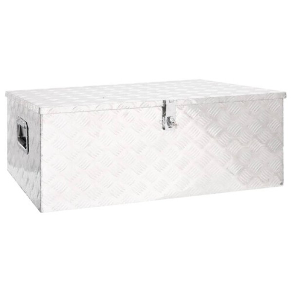 vidaXL Aluminium Storage Box – Silver 100x55x37 cm Storage Chest, Blanket and Tool Organizer Trunk